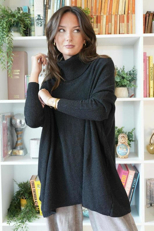 Beyond Terry Oversized Cowl Knit Black